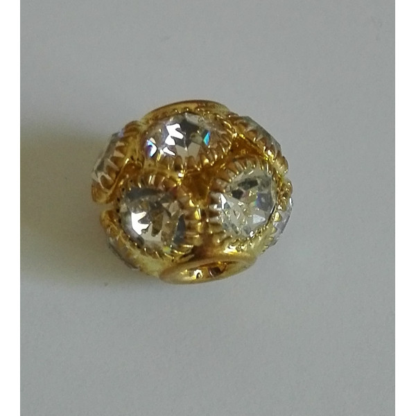 Perla Strass con Foro Largo da 14 mm - Colore Oro 